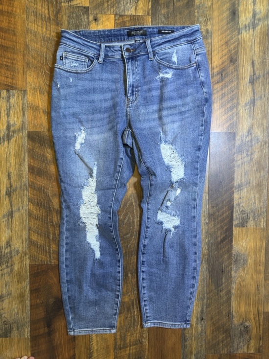 Judy Blue Denim - Judy Blue Jeans Relaxed Fit Distressed Jeans Stretchy Blue Denim Casual Size 14W